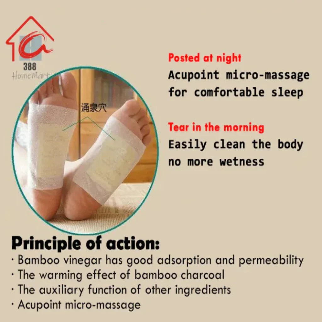 100% Merbal & Gentle Ingredient Detox Foot Pads mt(1 BOX = 20 PATCHES-BUY 1 GET 3 FREE)